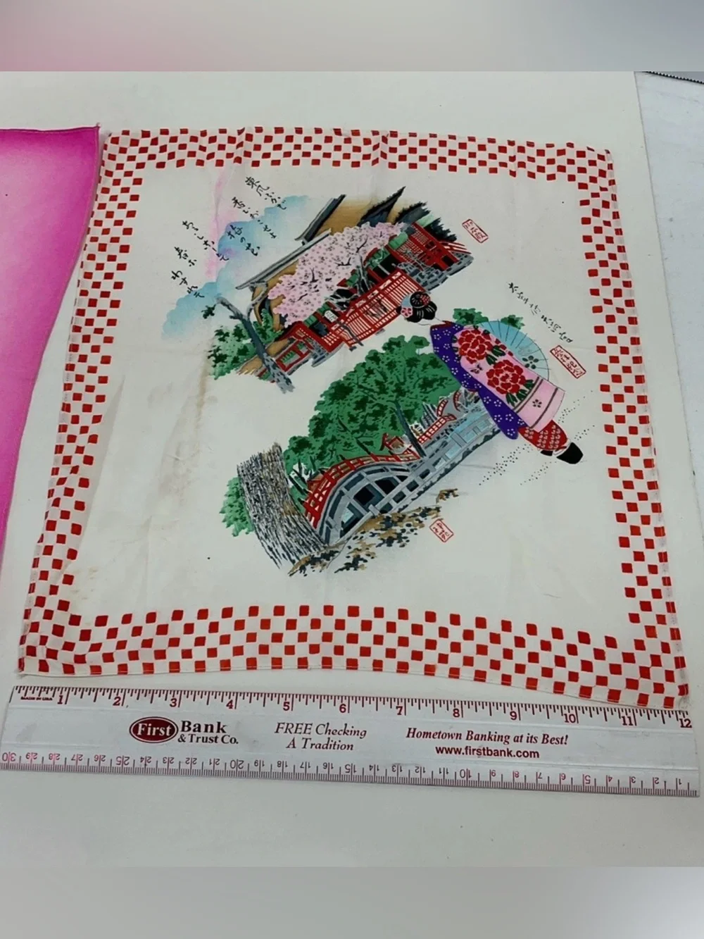 Vintage Japanese Scarf Handkerchief 1950’s Set Of Two